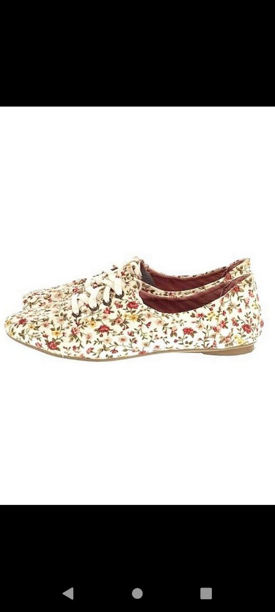 Çiçek Desenli Bağcıklı Spor Ayakkabı Bambi babet ayakkabı - Görsel 5