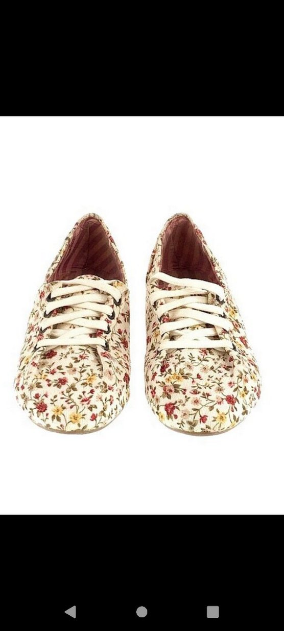 Çiçek Desenli Bağcıklı Spor Ayakkabı Bambi babet ayakkabı - Görsel 4