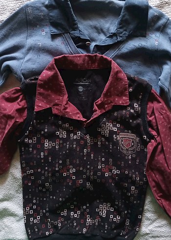9 Yaş Beden bordo Renk Bordo Denim Erkek çocuk Gömlek 9 yaş