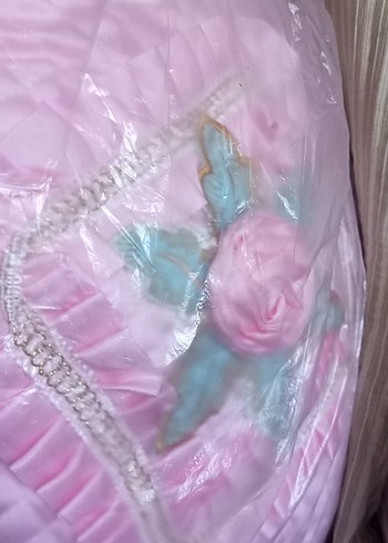 Beden pembe Renk Nakışlı Pastel Pembe yatak örtüsü takımı yeni çeyizlik hediyelik