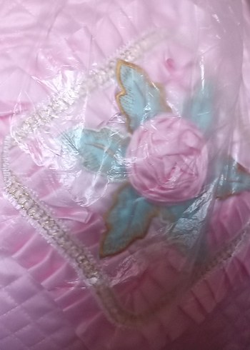 Nakışlı Pastel Pembe yatak örtüsü takımı yeni çeyizlik hediyelik