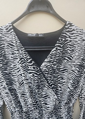 m Beden Zebra Desenli Gri Mini Elbise