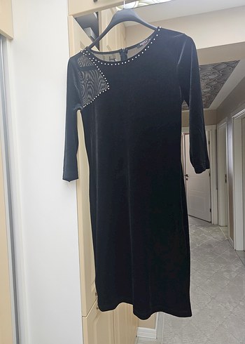 Zincir Detaylı Siyah Uzun Kollu Gotik Elbise