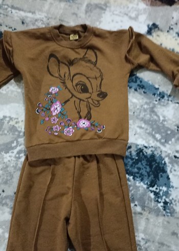 Kız Çocuk Kahverengi Nakışlı Eşofman Takımı 3.4 yaş sıfır - Görsel 2