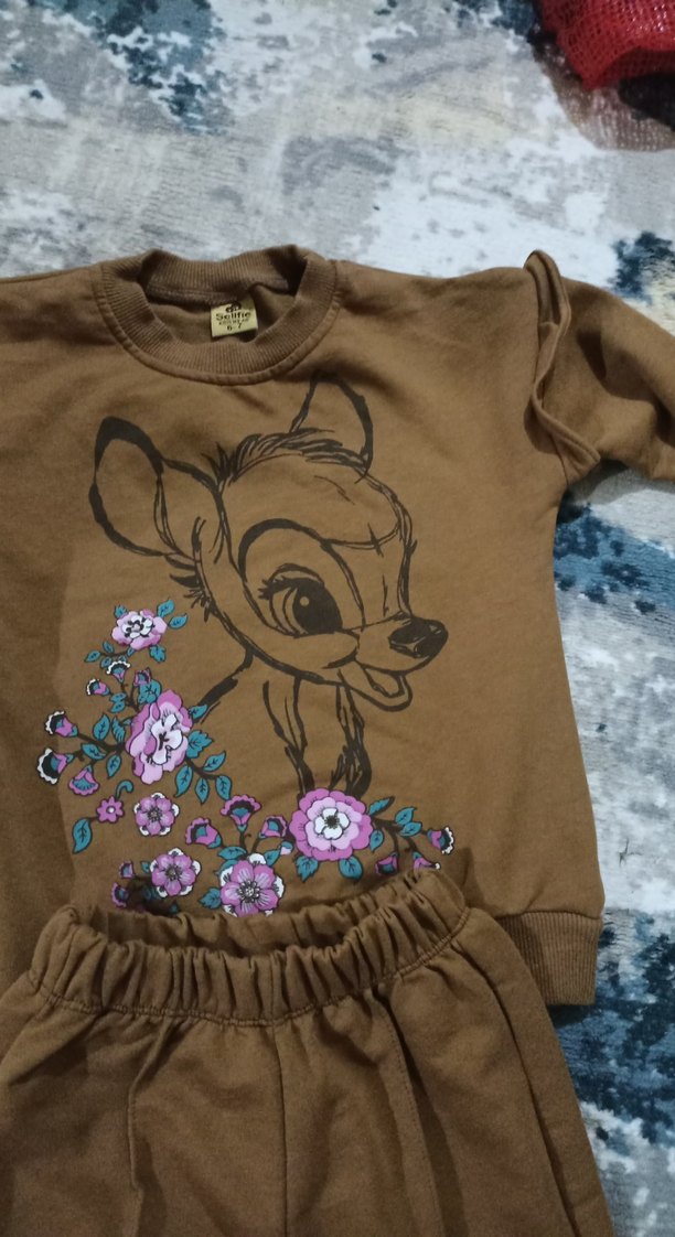 Kız Çocuk Kahverengi Nakışlı Eşofman Takımı 3.4 yaş sıfır - Görsel 5