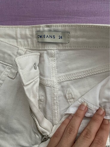 s Beden Beyaz mini jean kot yüksek bel