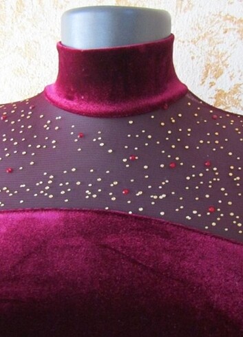 m Beden Bordo abiye elbise