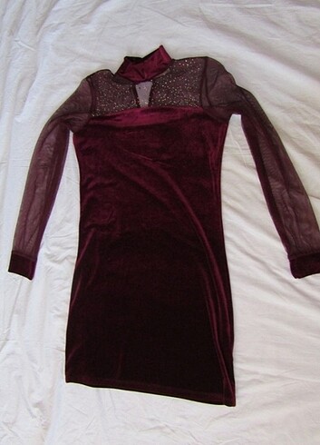 m Beden bordo Renk Bordo abiye elbise