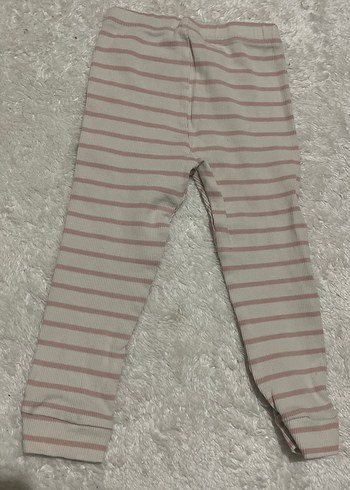 Kız Çocuk Bej Çizgili Pamuklu Tayt - Görsel 2