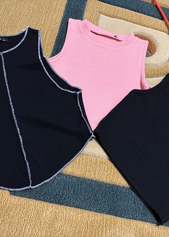 Pembe Yüksek Yakalı Kolsuz Mini Atlet
