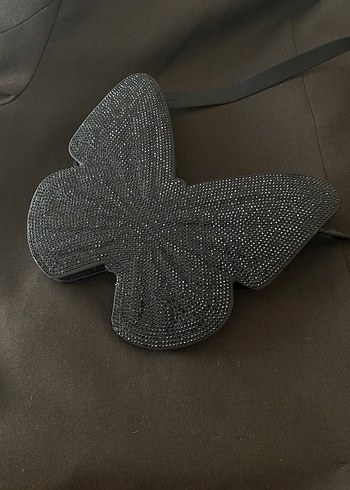 Zara Siyah Parlak kelebek şeklinde Kadın Çanta
