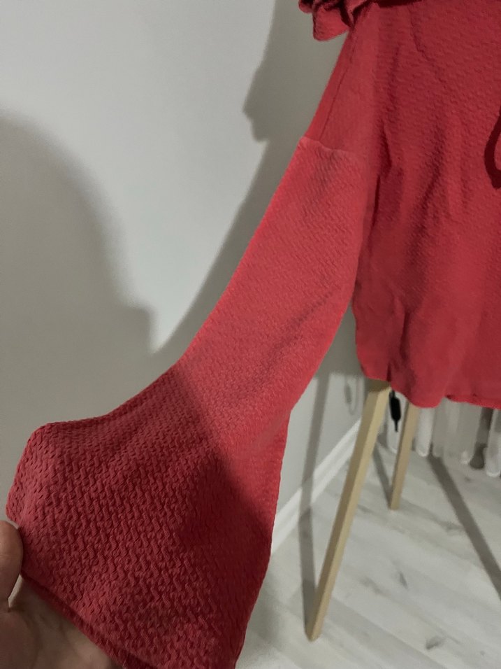 Kapüşonlu Kırmızı Triko Kadın Sweatshirt takım - Görsel 2