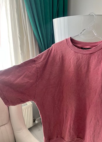 Pembe Midi Uzun Kollu Salaş Sweatshirt - Görsel 2