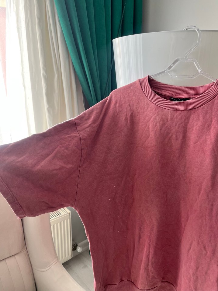 Pembe Midi Uzun Kollu Salaş Sweatshirt - Görsel 2