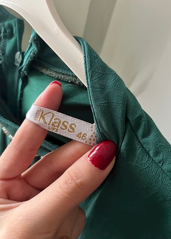 Uzun Kollu Yeşil Piliseli Uzun Elbise - Görsel 4