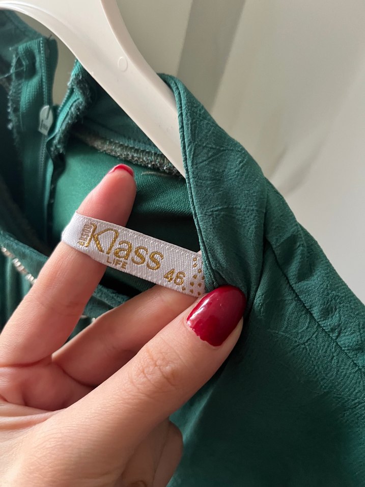 Uzun Kollu Yeşil Piliseli Uzun Elbise - Görsel 4