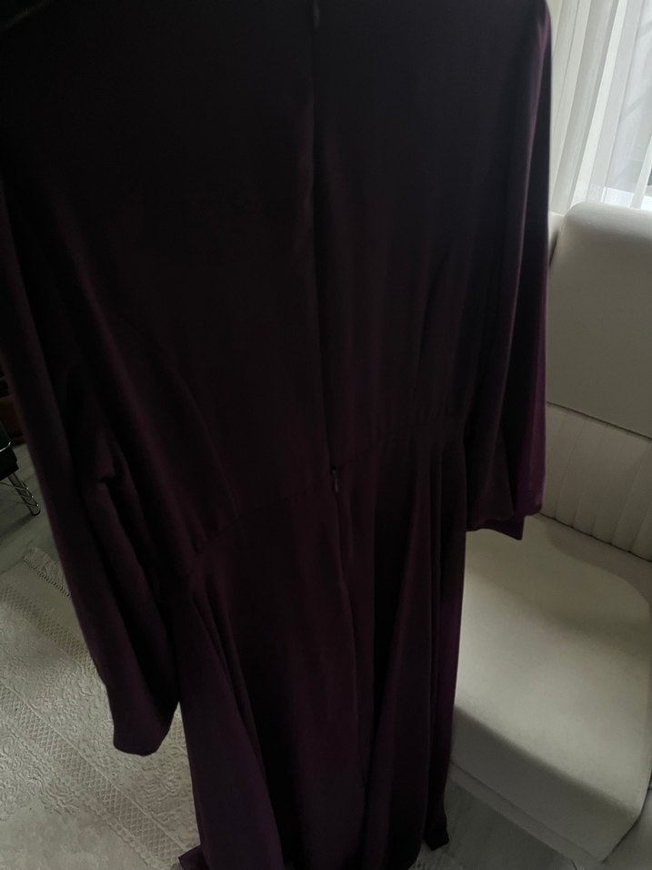 Mor Uzun Kollu Kadın Elbise - Görsel 5