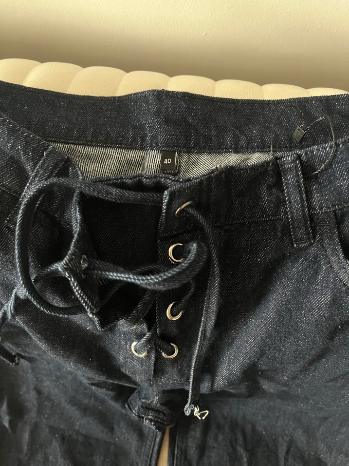 Kadın Bel Bağlamalı Bol Kesim Midi Kot Pantolon - Görsel 3