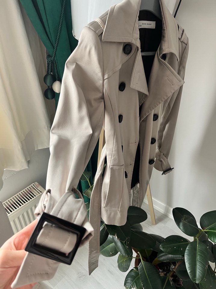 Düğmeli Bej Midi Deri Trençkot - Görsel 3