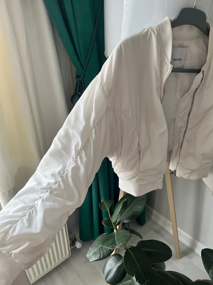 Beyaz Kadın bomber ceket - Görsel 3
