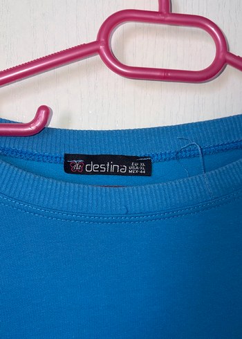 Kadın Mavi Uzun Kollu Salaş Sweatshirt - Görsel 2