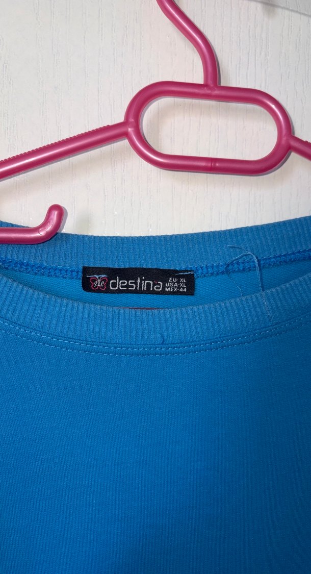 Kadın Mavi Uzun Kollu Salaş Sweatshirt - Görsel 2