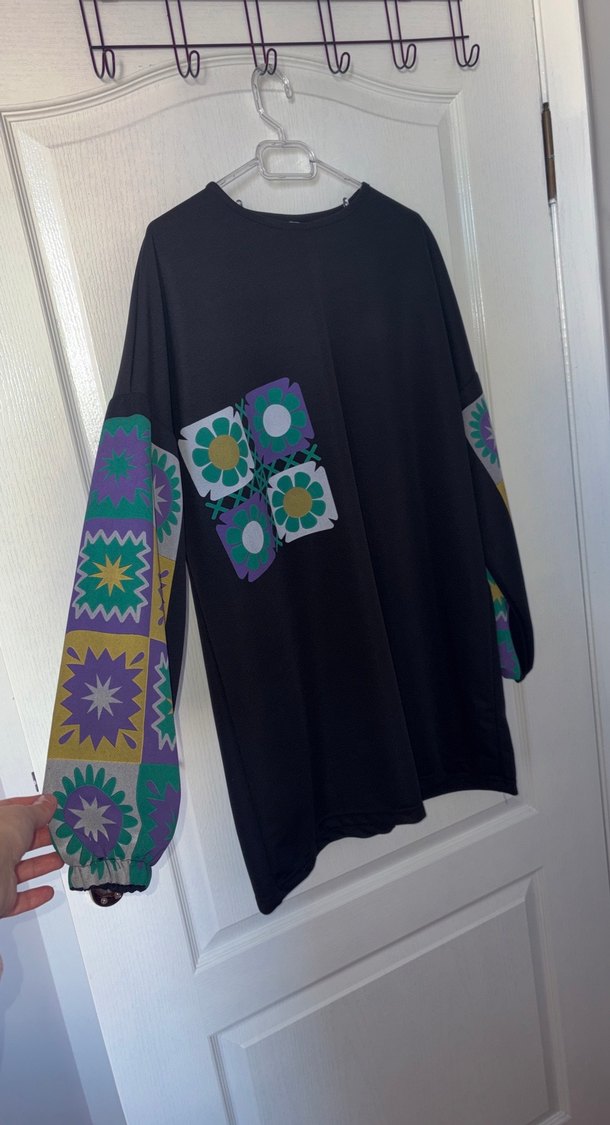 Çiçek Desenli Uzun Kollu Bohem Tunik - Görsel 3