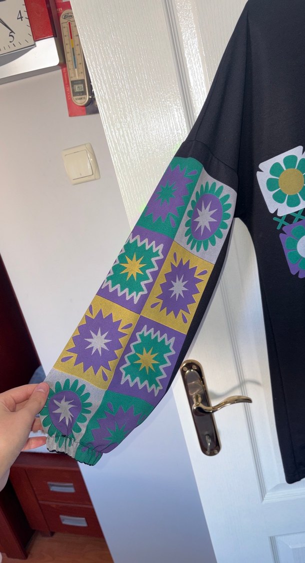 Çiçek Desenli Uzun Kollu Bohem Tunik - Görsel 2