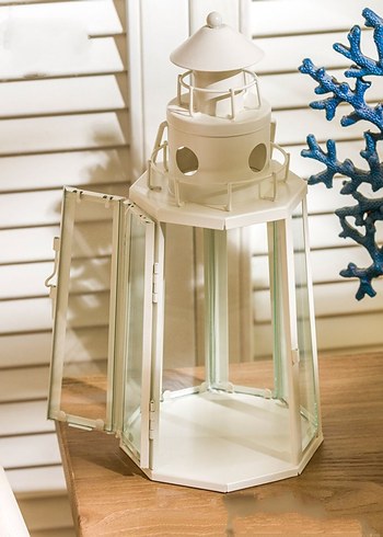 Beyaz Dekoratif Fener Mumluk - Görsel 2