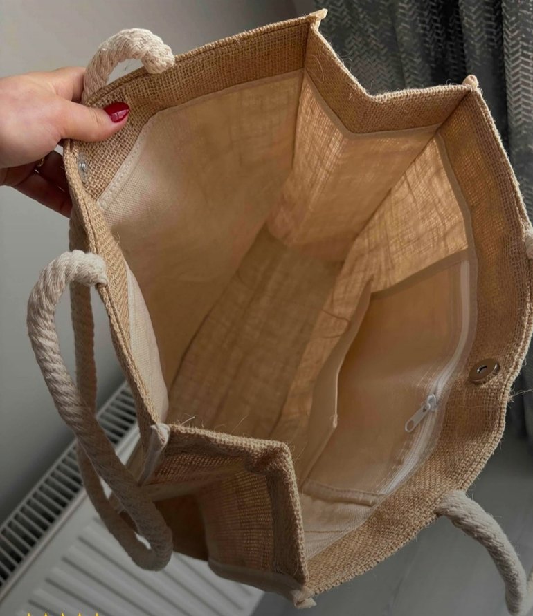 Bej Keten Kumaş Kadın Kol Çantası - Görsel 4