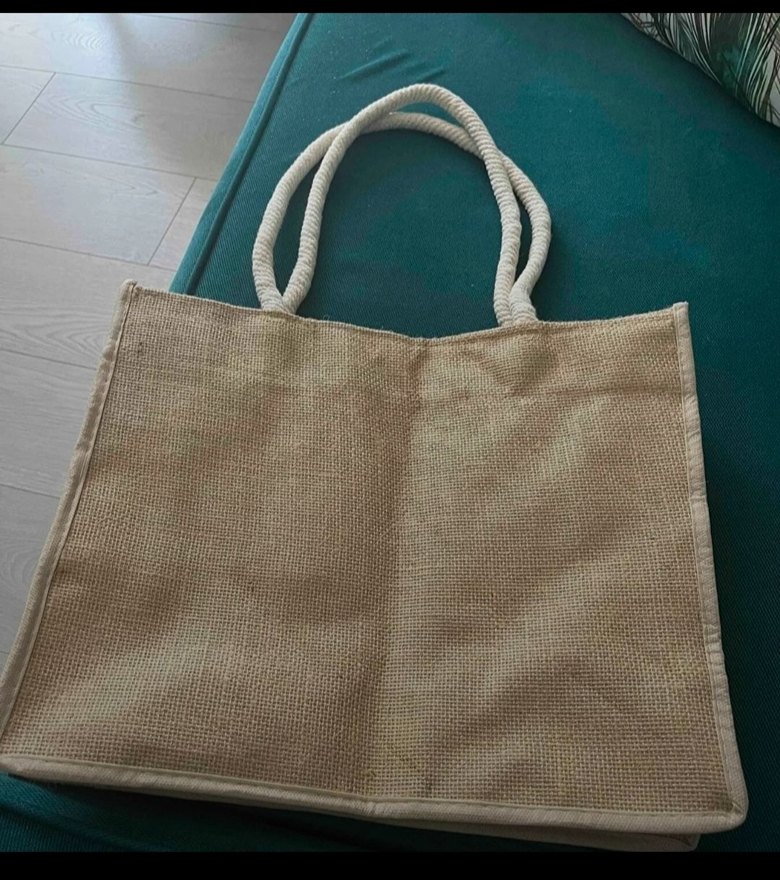 Bej Keten Kumaş Kadın Kol Çantası - Görsel 2