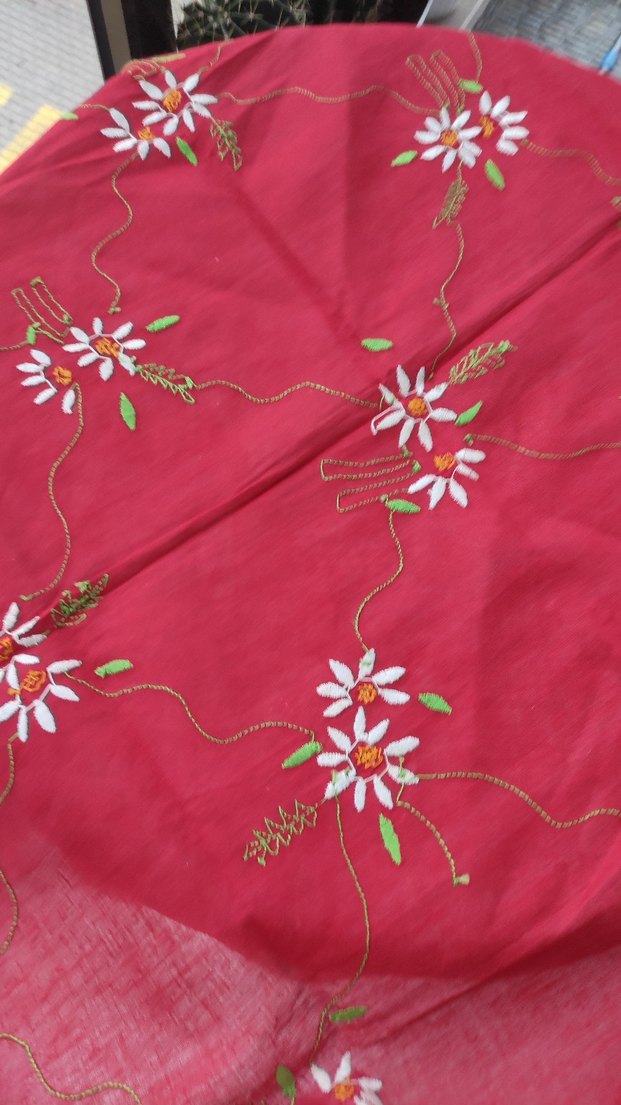 Kırmızı Nakışlı Bohem Masa Örtüsü - Görsel 4