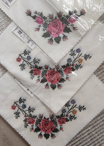 İşlemeli krem rengi  peçete - Görsel 5