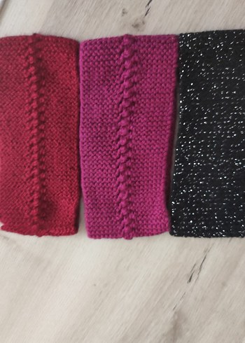 Örgü Kız Çocuk Bandana - Pembe 3 tane - Görsel 3