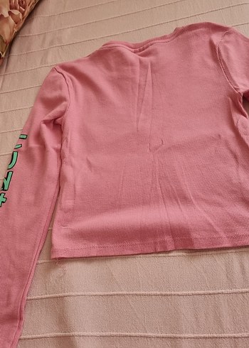 Pembe Uzun Kollu Pop Kültür Kız Tişörtü - Görsel 4