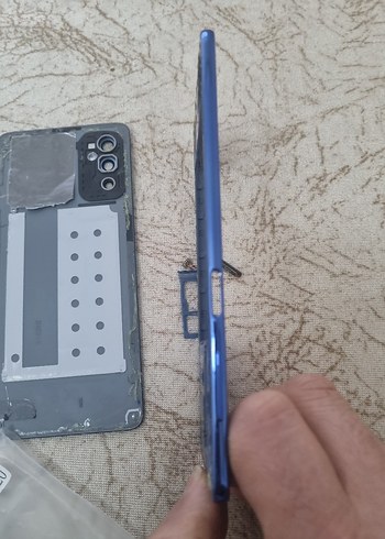 Mavi Samsung m52 orijinal kasa sim çekmece ve parmak izi var - Görsel 3