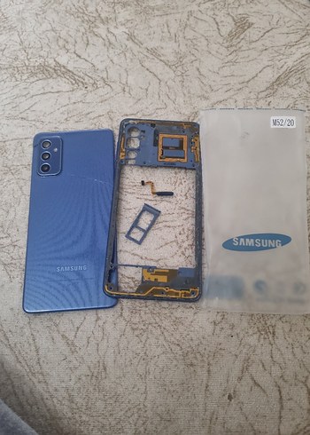 Mavi Samsung m52 orijinal kasa sim çekmece ve parmak izi var - Görsel 2