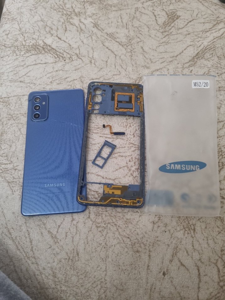 Mavi Samsung m52 orijinal kasa sim çekmece ve parmak izi var - Görsel 2