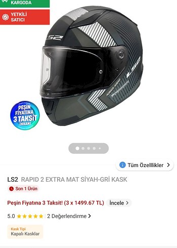 Yamaha Ls2 Rapid 2 Extra Mat Siyah Gri Tam Kapakli Kask