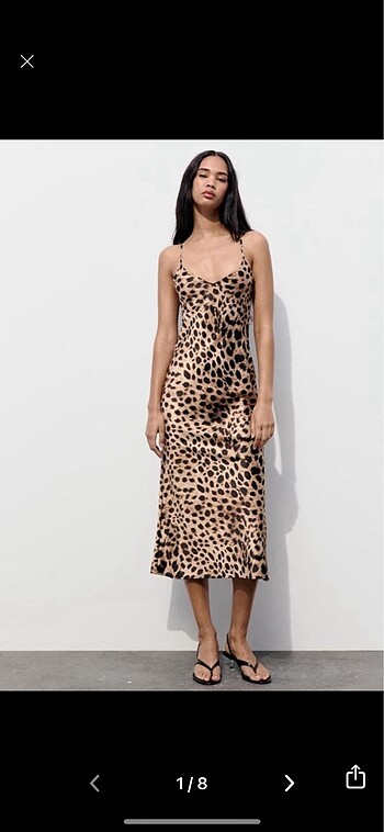 Zara leopar saten elbise