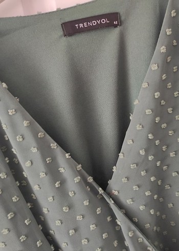 V Yaka Yeşil Bohem Bluz - Görsel 3