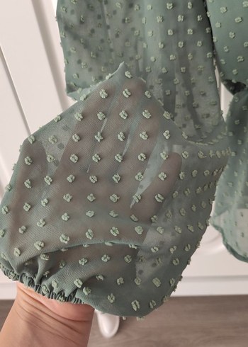 V Yaka Yeşil Bohem Bluz - Görsel 2