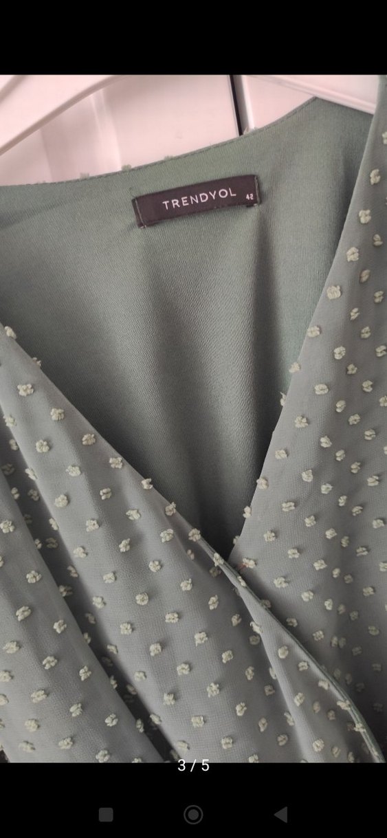 V Yaka Yeşil Bohem Bluz - Görsel 3