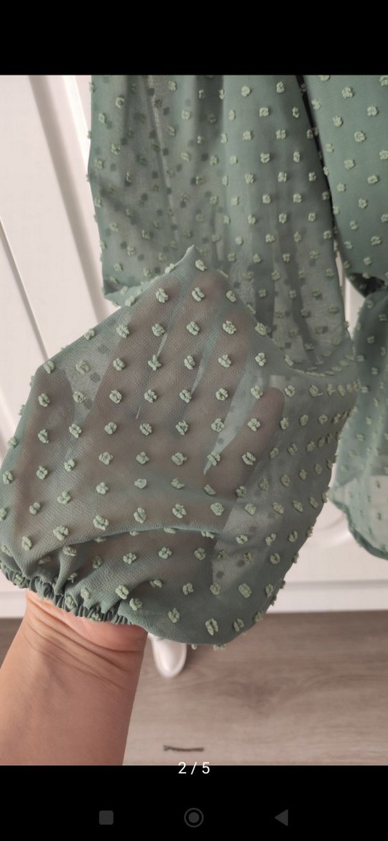 V Yaka Yeşil Bohem Bluz - Görsel 2