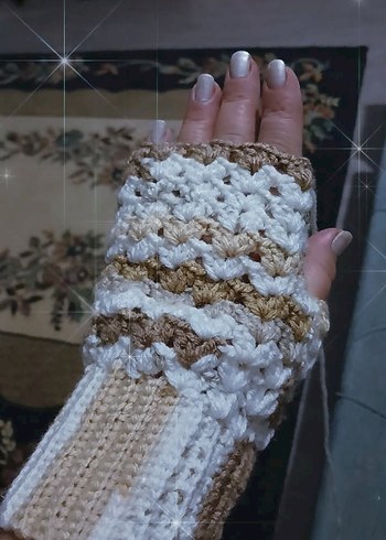 Bej Örgü Bohem Kadın Eldiveni - Görsel 2