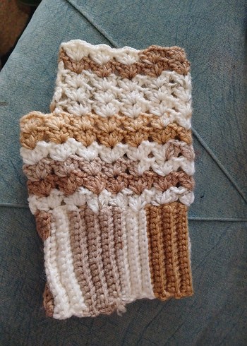 Bej Örgü Bohem Kadın Eldiveni - Görsel 3