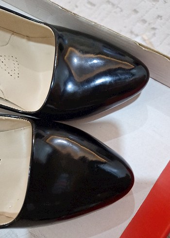 Kadın Siyah Rugan Stiletto Yılan Desenli - Görsel 5