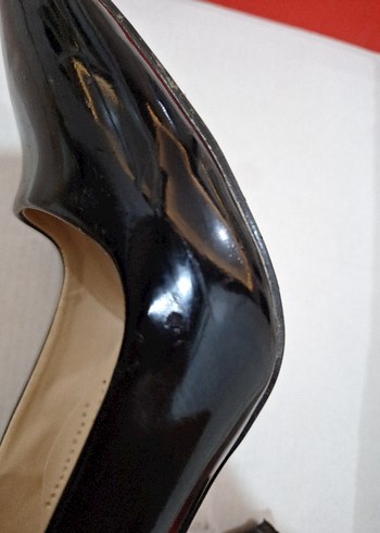 Kadın Siyah Rugan Stiletto Yılan Desenli - Görsel 7