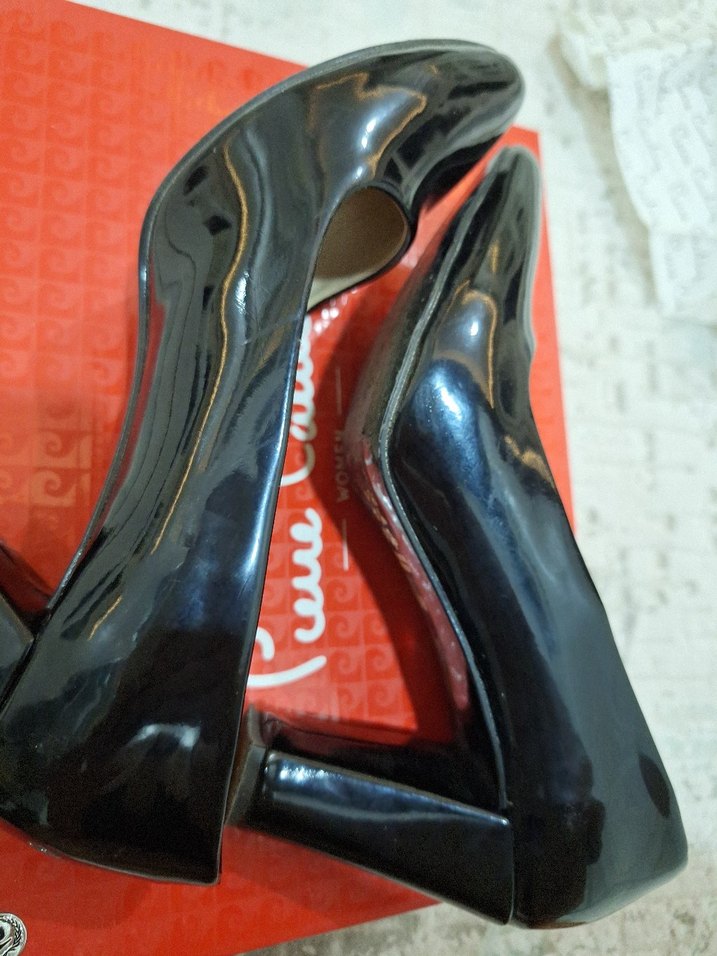 Kadın Siyah Rugan Stiletto Yılan Desenli - Görsel 3