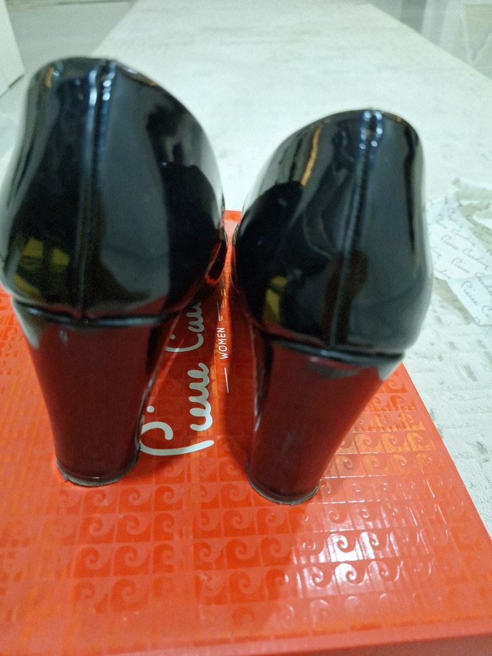 Kadın Siyah Rugan Stiletto Yılan Desenli - Görsel 4